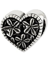 Sterling Silver Reflections Heart with Flowers Bead