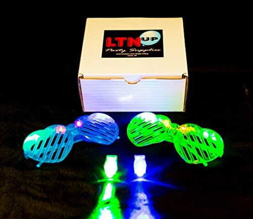 LED Seahawks Party Pack by LTNUP Party, 32 LED Finger lights (Blue & Green) and 4 LED Shutter sunglasses (Blue & Green), Light the Night Up with this awesome LED Party Pack!