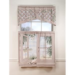 Island Retreat Trompe l'oeil Window Art 36 inch long Tier Curtains
