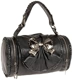 Betsey Johnson Croco Bow Barrel,Black,one size