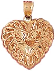 Dazzlers Solid 14k Gold Heart Charm Pendant Available in three colors from jewelsberry (weights: 4.5 grams only)
