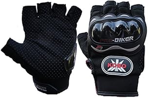 Probiker Imported Mesh Fabric Cut Finger Motorcycle Gloves (Black, X-Large)