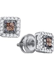 14K White Gold 0.30CT Brown Diamond Invisible Earrings
