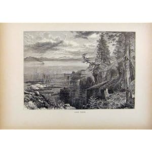 Picturesque America Lake Tahoe Wood Engraving C1883