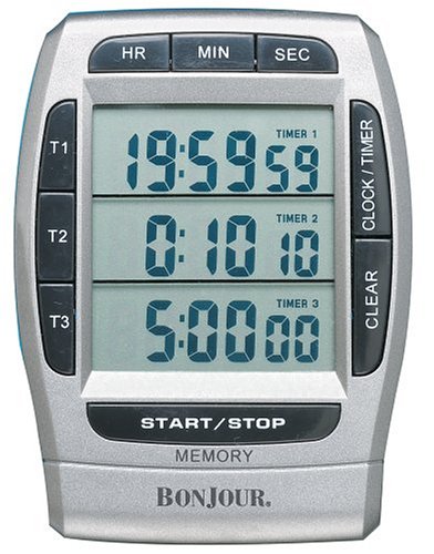 Bonjour Products Multi Time Kitchen Timer with Clock