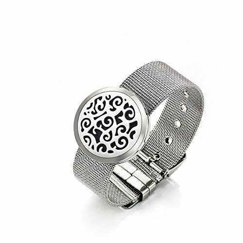 FLYMEI-Aromatherapy-Essential-Oil-Diffuser-Bracelet-with-Leather-Band--Hypoallergenic-316L-Surgical-Stainless-