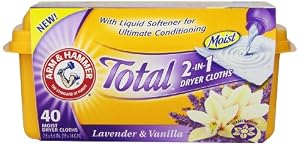 Arm & Hammer Total 2-in-1 Dryer Cloths, Lavender and Vanilla, 40 Count