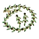 Arinna Fashion Posh Green Leaf Emerald Earrings Necklace Set Gold Gp Swarovski Elements Crystal