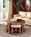 Extending Tables - Powell 519-573 Wilmington Cherry Wilmington Round Extending Coffee Table With 4 Stools From The Wili