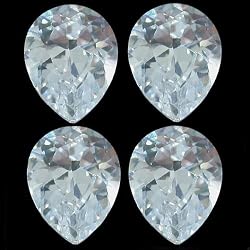 4 White Pear Faceted Cubic Zirconia CZ Gem Stone 3x5mm