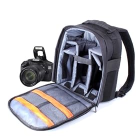Practical Black And Grey Backpack For Canon EOS 550D, EOS 6000, Water Resistant By DURAGADGET