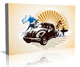 Surf VW Bettle - Chunky Canvas Art Print - Wall Art - Wall Decor - Framed Ready to Hang (30 x 20)
