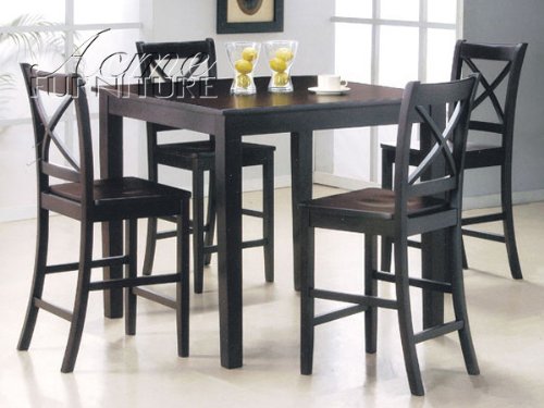 Stanton Contemporary 9pc Counter Height Dining Set Gray Microfiber Rich Black Finish Elizabeth M Brooksez