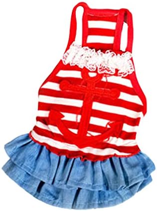 Silvercell Puppy Dog Sailor Style Clothes Stripe Sling Dress Red M