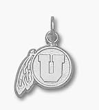 Utah Utes Drum and Feather 3/8 Charm - Sterling Silver Jewelry