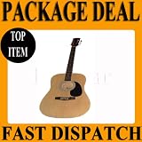 Full Size Acoustic Guitar Package Pack Outfit Natural Beginner Dreadnought Steel String – Includes Strap, bag, Set of strings, pick, pitch pipe and FREE DVD *NEW*