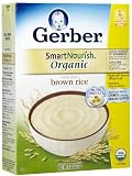 Gerber Organic Brown Rice Natural Whole Grain Cereal for Baby, 8 oz. boxes (Pack of 4)