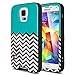 Galaxy S5 Case, UALK Hybrid 3-Piece Dual Layer Wave Pattern Grip Cover Aqua Blue Shock Proof for Samsung Galaxy S5 - Aqua Blue Black Wave