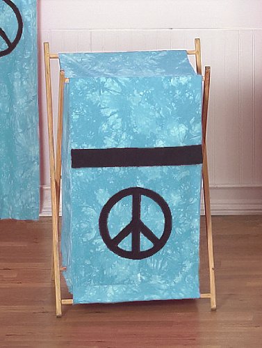 Baby and Kids Clothes Laundry Hamper for Turquoise Groovy Peace Sign Tie Dye Bedding