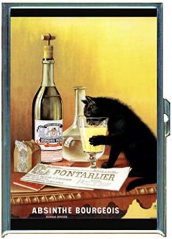 Absinthe Bourgeois Black Cat Stainless Steel ID or Business Card Holder
