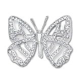 Rhodium-plated CZ Butterfly Pin