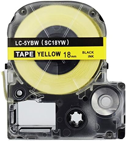 1PK Onirii Compatible Epson LabelWorks LW-400 LW-600P LW-700 LW-1000P LC-5YBW (LK-5YBW) Label Tape Refill Cartridge Strong Adhesive Tapes 18mmx26.2ft Black on Yellow