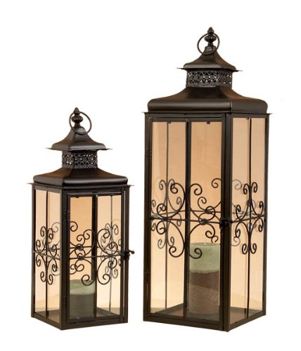 Set of Two Elegant Metal Decorative Lanterns