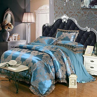Quilt cover Tencel Fabric Modal Satin Jacquard Bedding Wedding Suite 4 Piece 1.5m-1.8m/2.0m bed Bedding Set , king