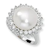 Sterling Silver Rhodium Plated CZ Fashion Ring Sz 6