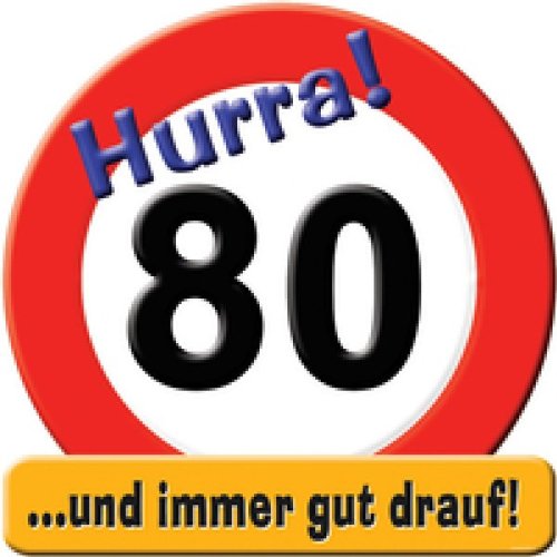 Riesenschild 'Hurra! 80' Geburtstag 52cm