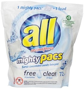 all mighty pacs - free clear Laundry Detergent, 72 Count