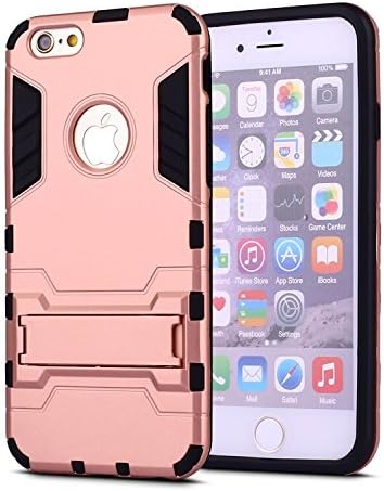 iPhone 6S Case,iPhone 6 case,Ebakx [Ironman Kickstand] Heavy Duty Hybrid Dual Layer Armor Defender Full Body Protective Case Cover for Apple iPhone 6s/iPhone 6 case, (Rose Red)