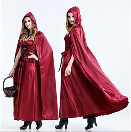 Powerhone Women's Cloak Red Riding Hood Costume for Halloween Decorations, M
