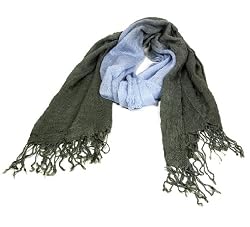 Gray Blue Lightweight Faded Gauze Cotton Shawl Scarf 72"x28"