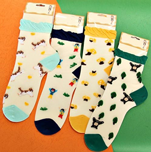 Womens Ankle Socks Transparent Lace Comfort Shoe Liner Funny Jacquard 12 Pack