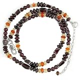 Sterling Silver Garnet and Citrine Necklace by Sajen, 20
