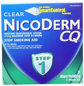 Nicoderm CQ Step 1 Clear Patch, 21mg, 7-Count