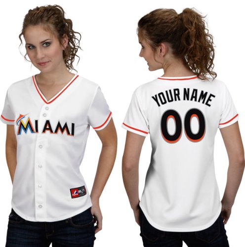 Miami Marlins Jersey: Women's Personalized Home White Replica Jersey