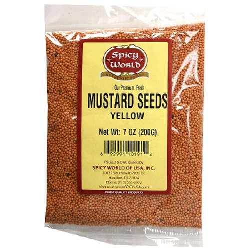 Spicy World Yellow Mustard Seeds, 7-Ounce Bags (Pack of 6)