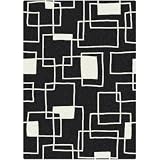 Black and White Offbeat Black Box Contemporary Rug Size: 5'4 x 7'8