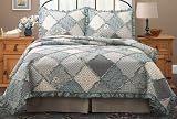 Raggedy Patch Blue King Quilt with 2 Shams