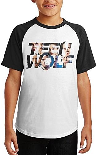 Teen Wolf Cast Black XL School Boys Short Sleeve Raglan Casual Loose Fit Shirts