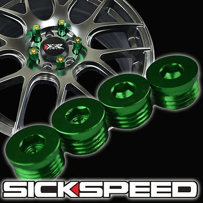 4 Flat Cap Set For Sickspeed Extended Tuner Lug Nuts Wheel/Rim/Tire P1 Green for Kia Forte Koup