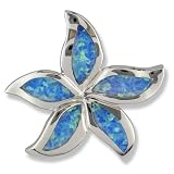 Synthetic Opal Sterling Silver Star Fish Pendant