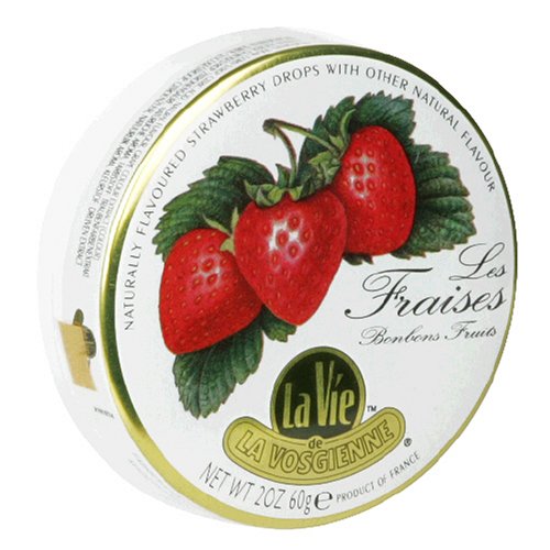La Vie de La Vosgienne Les Fraises Bonbons Fruits, Strawberry Drops, 2-Ounce Tins (Pack of... by La Vie