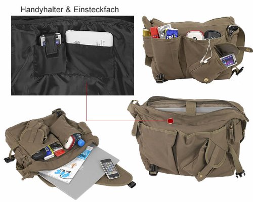 Elephant Netbook CANVAS Messenger Bag Evolution Tasche - Army Olive NEU