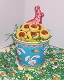 Gourmet Food : Scott's Cakes 1 lb. Apricot Butter Cookies in a Blue Bunny Pail with Jelly Beans and Milk Chocolate Bunny