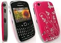 EMARTBUY BLACKBERRY 8520 CURVE / 9300 CURVE 3G HOT PINK FLOWERS SUPER SLIM CLIP ON PROTECTION CASE/COVER/SKIN + SCREEN PROTECTOR