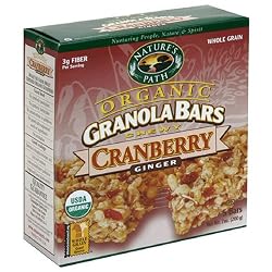 Nature's Path Organic Granola Bars, Chewy Cranberry Ginger, 5-Count Boxes (Pack of 6)
