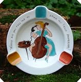 Review Staffordshire  / c1940s Comic Risque Hand Painted Ashtray Cello Player